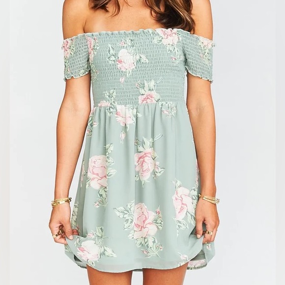 Dolly Smocked Dress in Sweetheart Sage - Picture 2 of 6